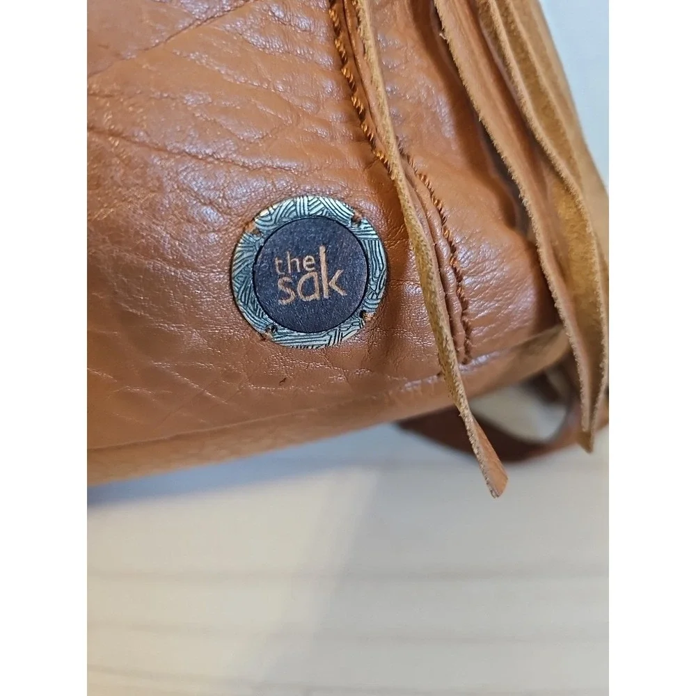 The Sak Avalon Fringed Convertible Cognac Brown Leather Backpack or Handbag